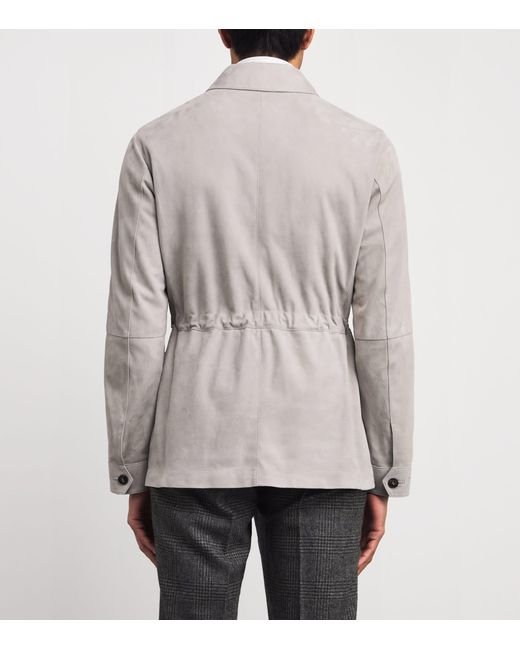 Pal Zileri Gray Suede Field Jacket for men