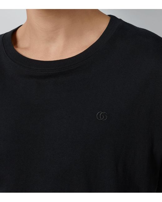 Gucci Black Cotton Jersey T-shirt With Double G for men
