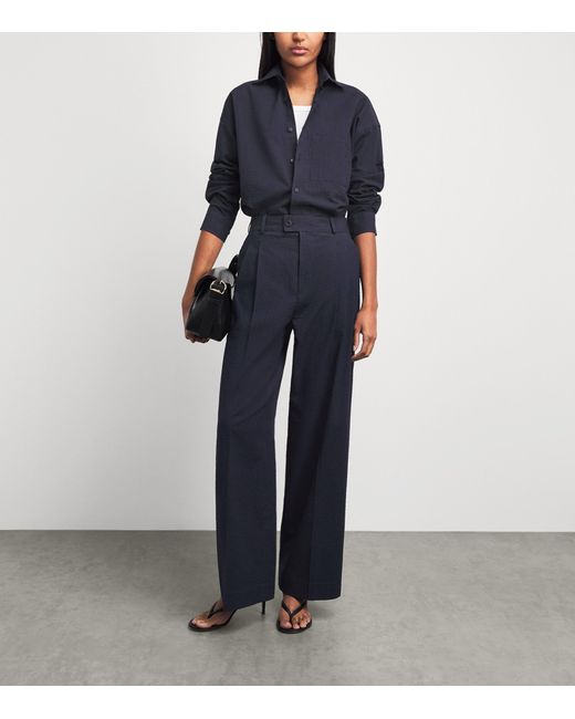 With Nothing Underneath Blue Seersucker Rampling Trousers