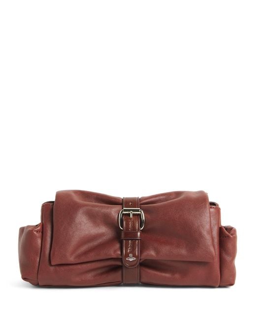 Vivienne Westwood Red Leather Hazel Treasure Clutch Bag