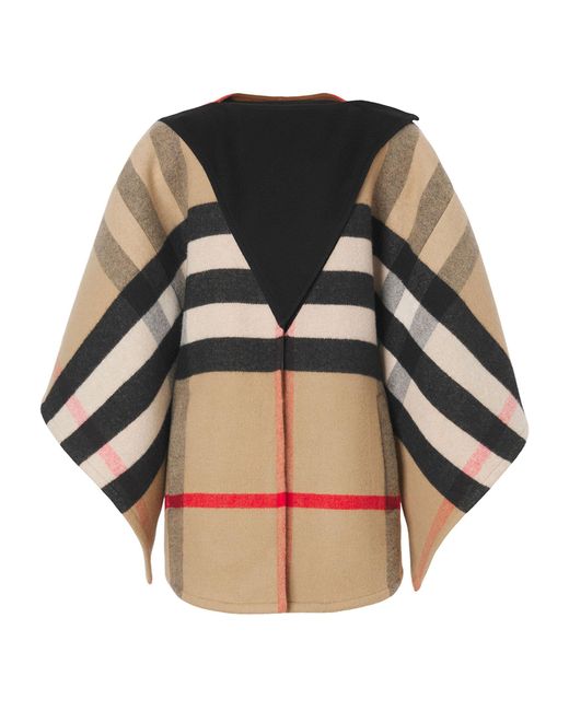 Burberry Cashmere Check Cape in Brown - Lyst