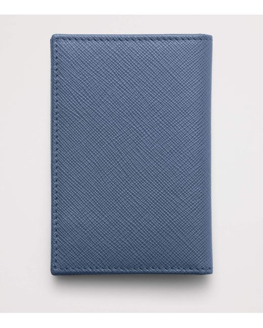 Prada Blue Saffiano Leather Bifold Card Holder for men