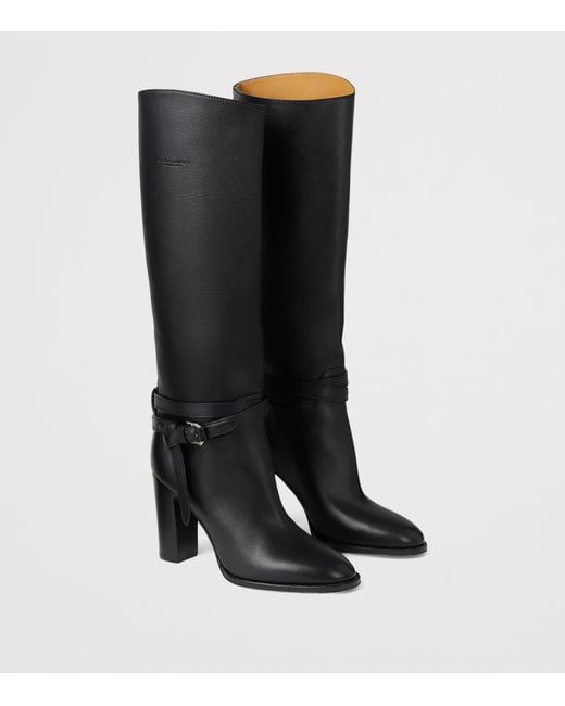 Ralph Lauren Black Leather Donnely Knee-High Boots 90