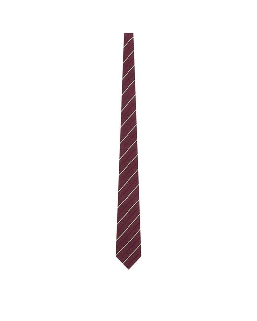 Saint Laurent Red Silk-Wool Jacquard Stripe Tie