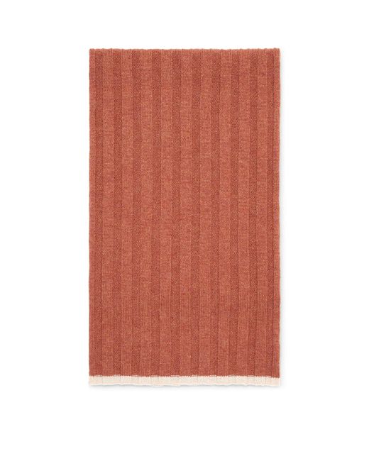 Brunello Cucinelli Orange Cashmere Ribbed Scarf for men