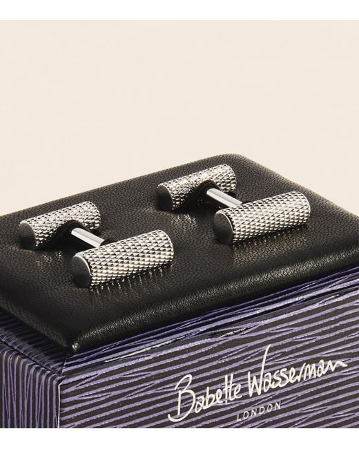 Babette Wasserman Natural Rhodium-Plated Thread Bar Cufflinks for men