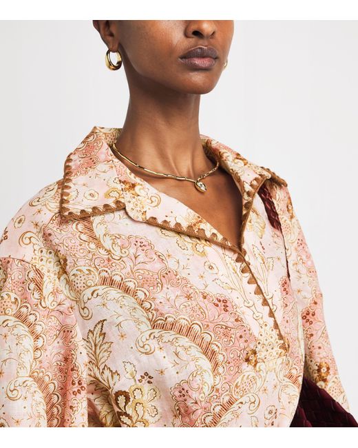 Zimmermann Pink Linen Printed Daylight Mini Dress