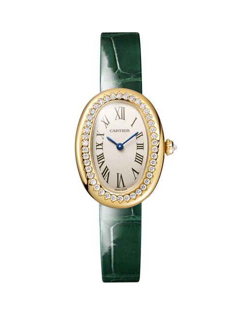 Cartier Metallic Small Yellow Gold And Diamond Baignoire Watch 23.1mm