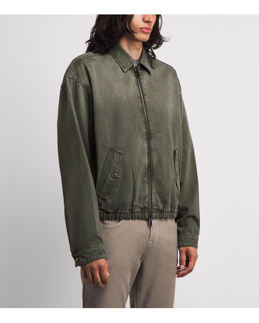 7 For All Mankind Green Aviator Denim Jacket for men