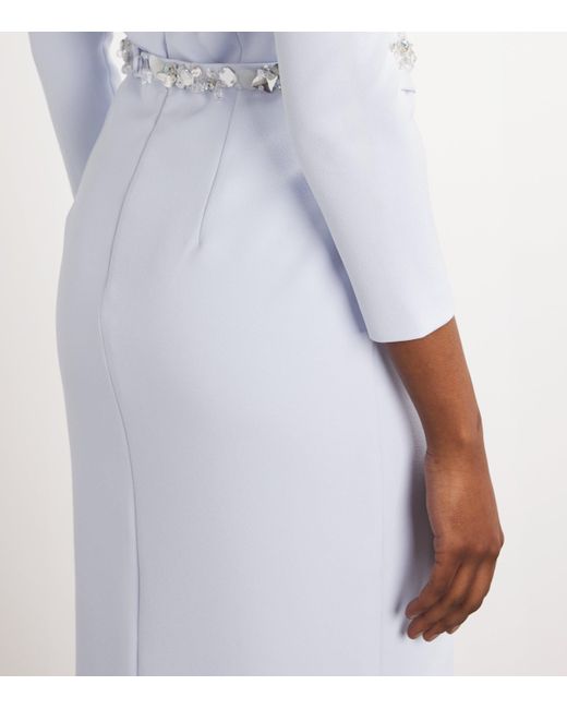 Safiyaa White Stretch-Crepe Frill-Trim Mahir Maxi Dress