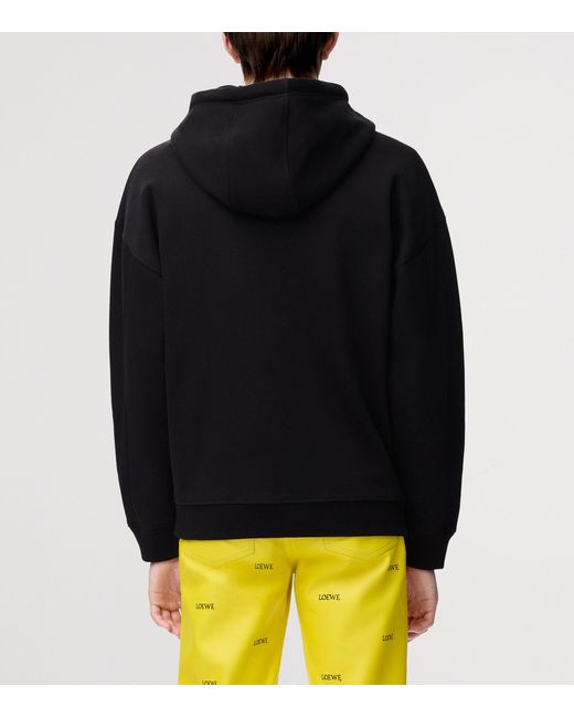 Loewe Black Cotton-Blend Anagram Hoodie for men