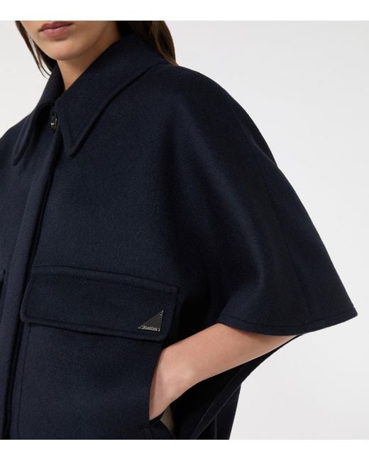 Max Mara Blue Cashmere Cape Jacket