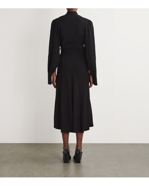 Patou Black Belted Wrap Midi Dress