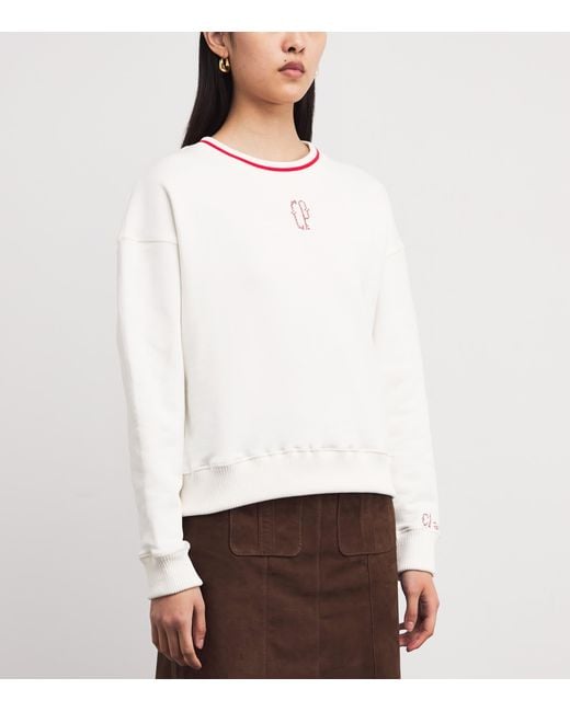 Claudie Pierlot White Cotton Cp Embroidered Sweatshirt