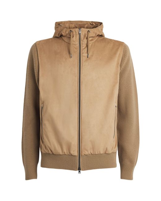 Herno Brown Wool Hybrid Hooded Jacket for men