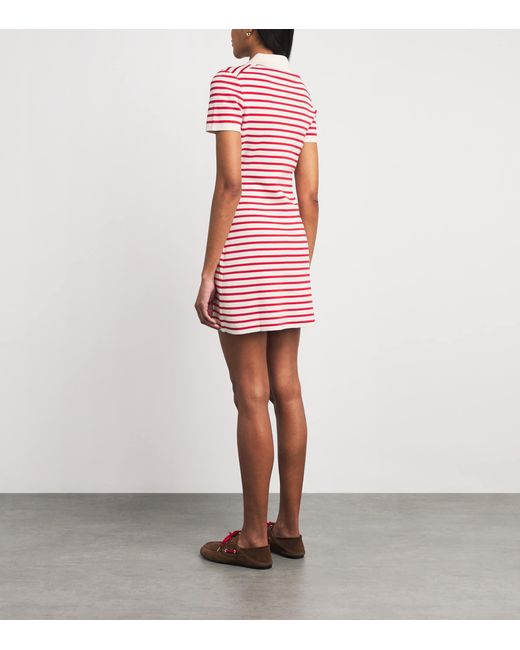 Maje Red Cotton-Blend Stripe Mini Dress