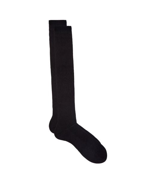 Pantherella Black Merino Wool Ribbed Socks for men