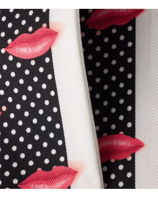 Prada White Silk Printed Skinny Scarf