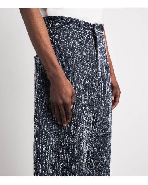 SAGE NATION Blue Denim Speckled Box-Pleat Trousers for men