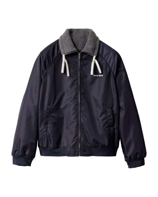 Miu Miu Blue Reversible Bomber Jacket