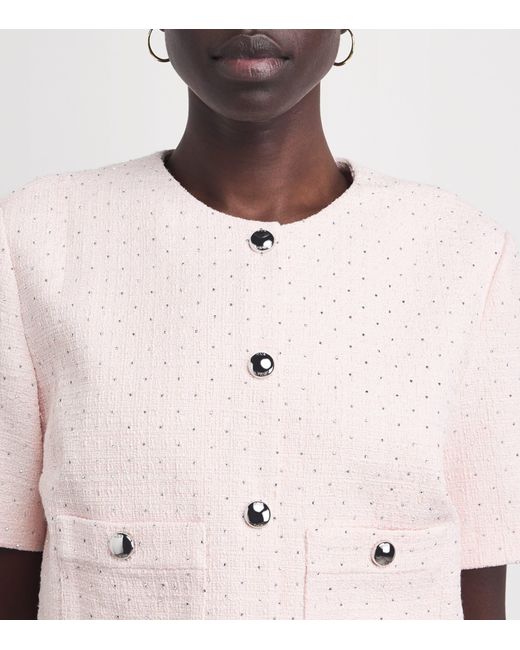 Maje Pink Tweed Cropped Jacket