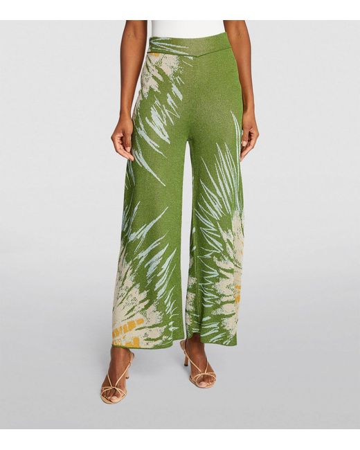 Hayley Menzies Green Jacquard Tie-dye Wide-leg Trousers