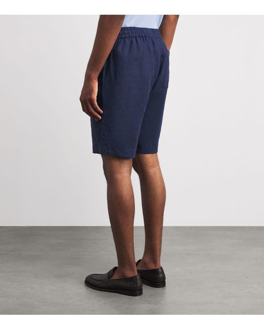 Sunspel Blue Linen Drawstring Shorts for men