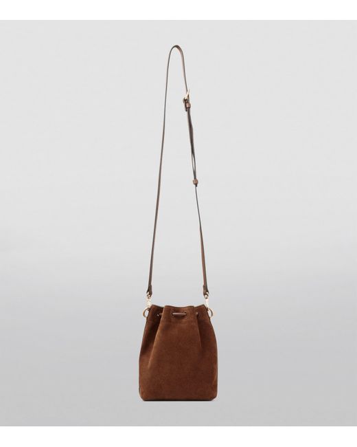 Jimmy Choo Brown Cinch Mini Suede Top-Handle Bucket Bag