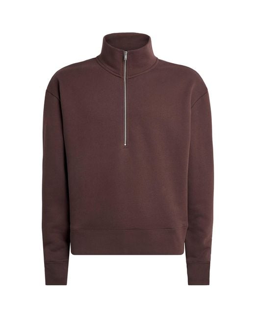 Studio Nicholson Brown Cotton Half-Zip Sweatshirt for men
