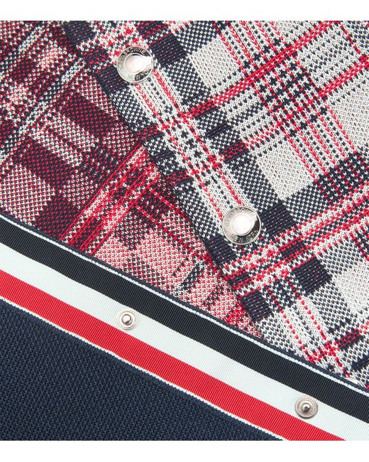Thom Browne Blue Silk-Blend Pattern-Mix Bomber Jacket for men