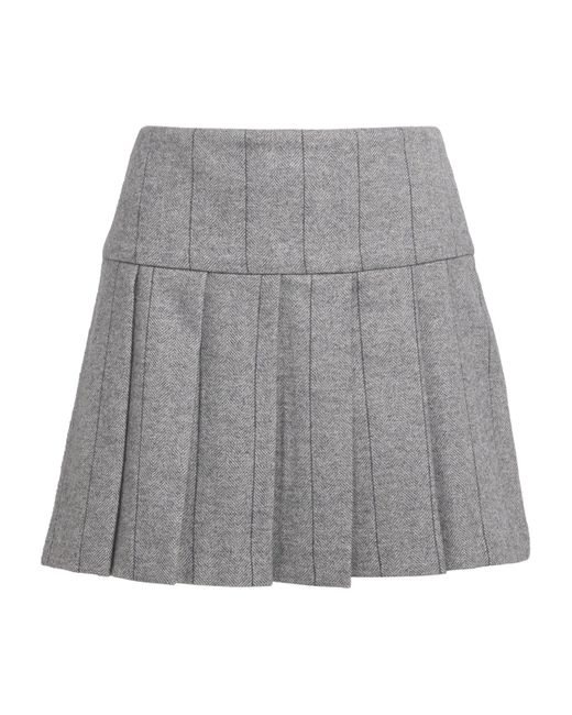MAX&Co. Gray Wool-Blend Pleated Mini Skirt