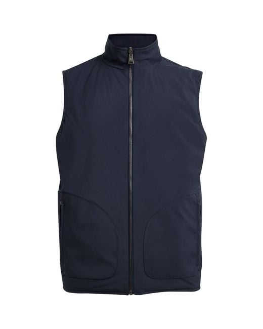 FIORONI CASHMERE Blue Virgin Wool Down Reversible Gilet for men