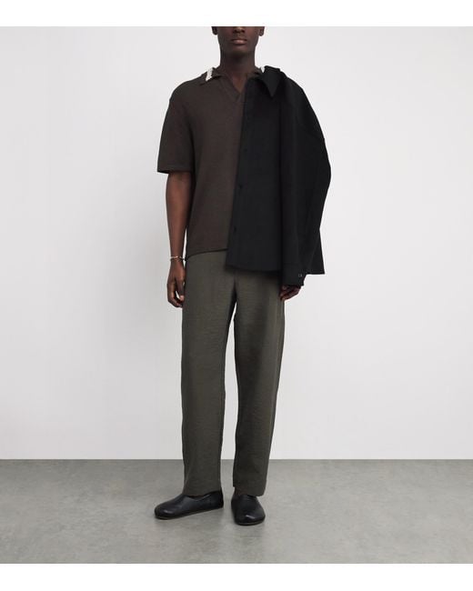 Commas Black Crochet-Detail Polo Shirt for men