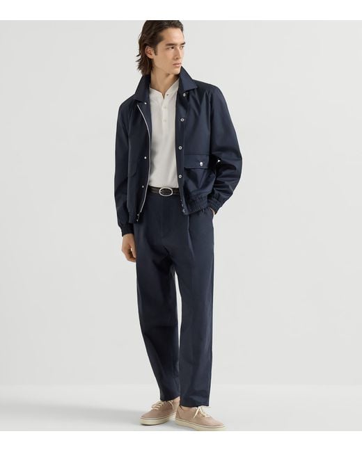 Brunello Cucinelli Blue Wool-Silk Field Jacket for men