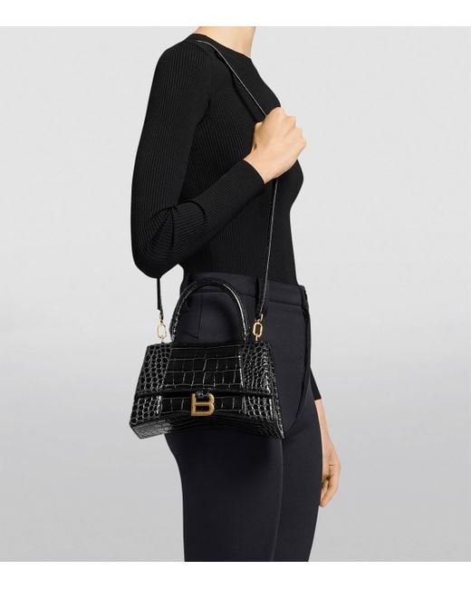 Balenciaga Black S Hourglass Top-Handle Bag