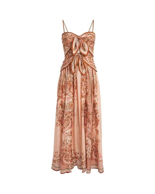 Zimmermann Pink Silk Paisley Aster Midi Dress