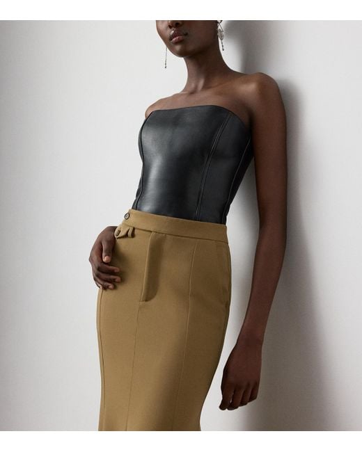 Ralph Lauren Black Lambskin Gwyneth Bustier