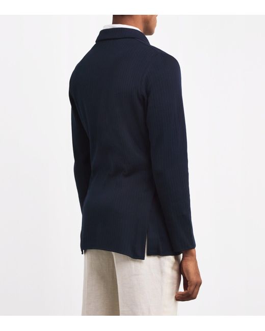 Lardini Blue Cotton Double-Breasted Blazer for men