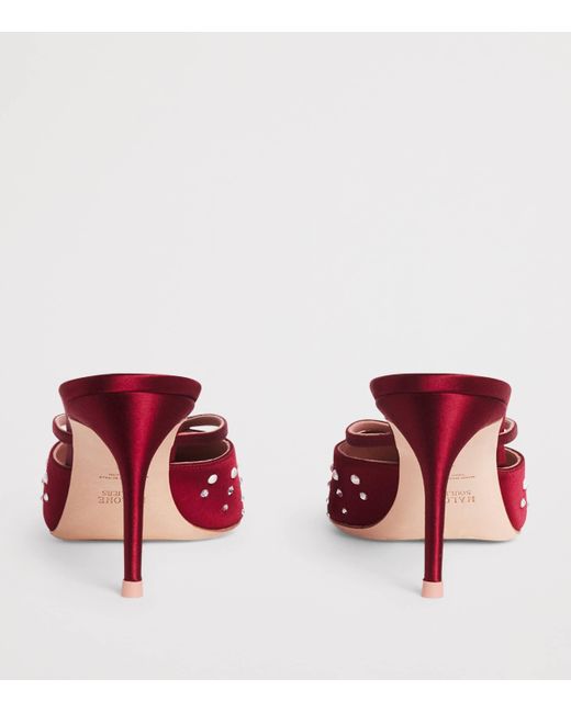Malone Souliers Red Satin Embellished Marisa Heeled Mules 70