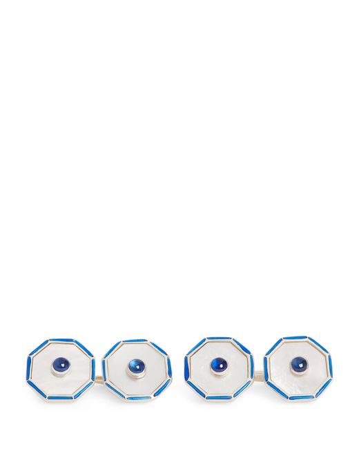 Deakin & Francis Blue Sterling, Mother-Of-Pearl And Sapphire Cufflinks for men