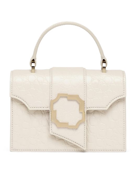 Malone Souliers White Mini Croc-Embossed Leather Audrey Top-Handle Bag