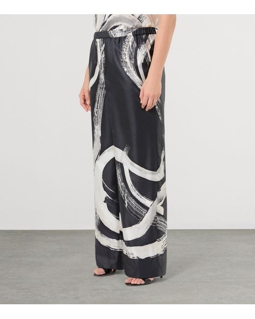Marina Rinaldi Black Silk Printed Trousers