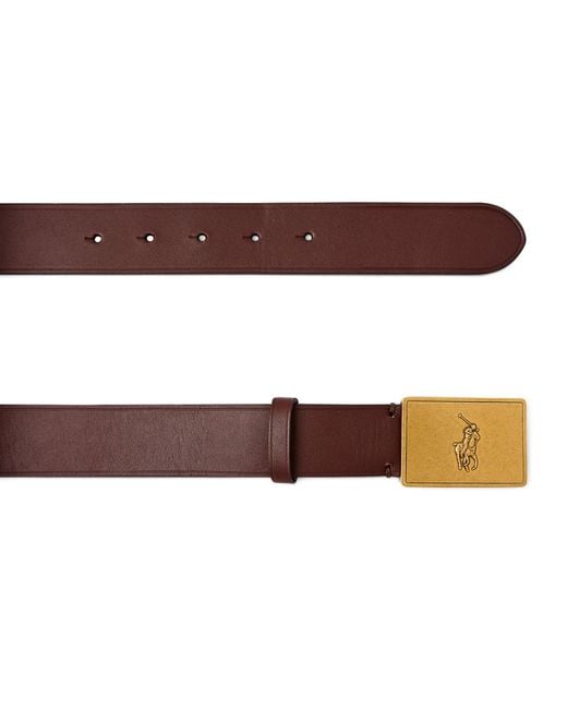 Polo Ralph Lauren Brown Leather Polo Pony Belt for men