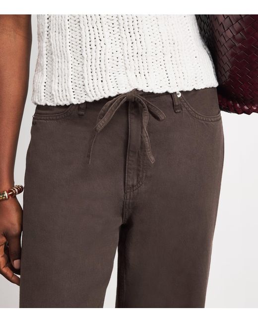 Rag & Bone Brown Drawstring Phoebe Wide-Leg Jeans