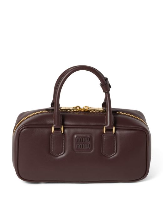 Miu Miu Brown Small Leather Arcadie Top-Handle Bag