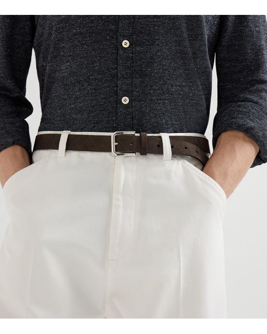 Brunello Cucinelli Black Reversed Leather Buckle Belt for men
