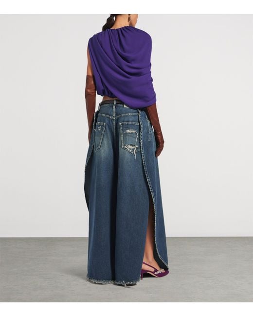 Balenciaga Purple Silk Draped Cape Top
