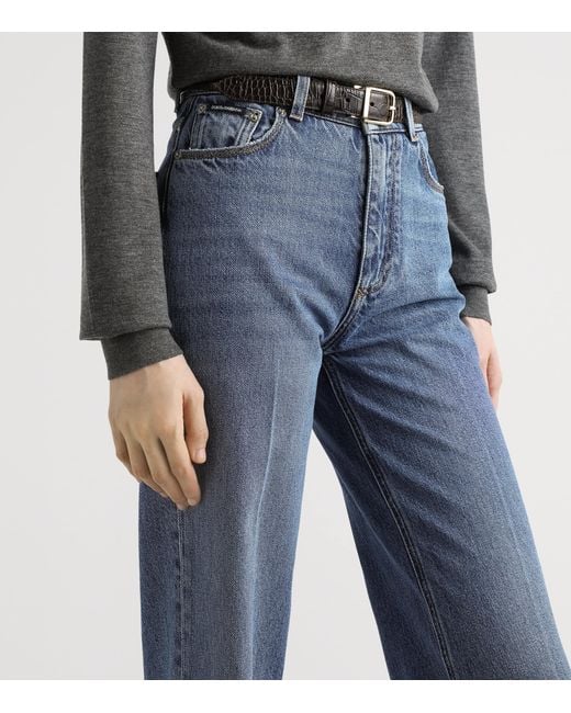 Dolce & Gabbana Blue Fold-Effect High-Rise Jeans