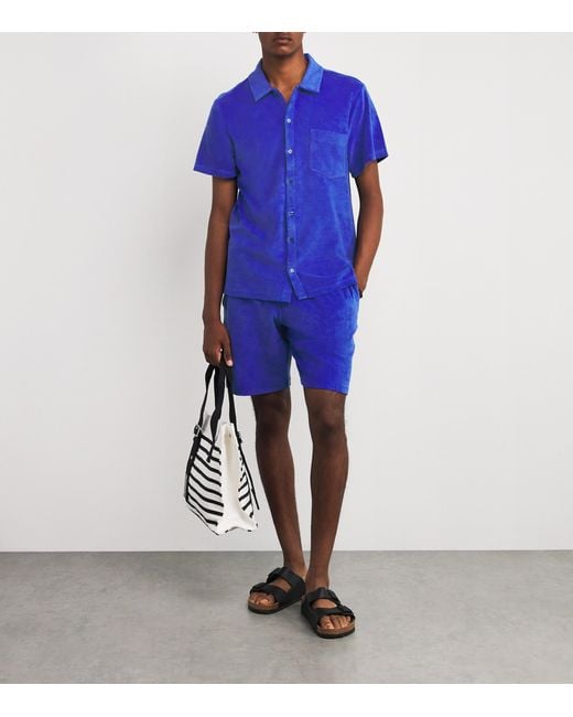 Vilebrequin Blue Cotton-Blend Terry Bolide Bermuda Shorts for men