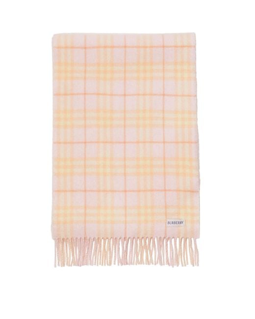 Burberry Pink Cashmere Reversible Check Scarf
